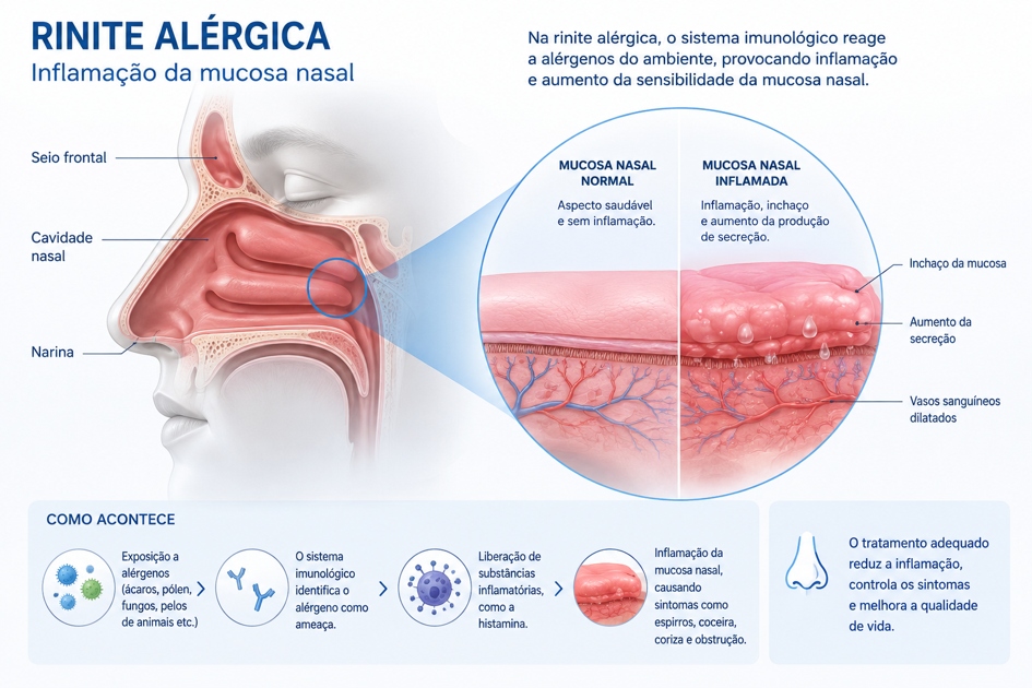 Inflamação da mucosa nasal na rinite alérgica