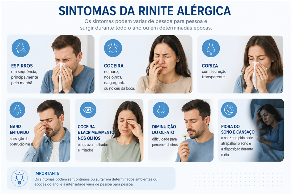 Principais alérgenos e fatores desencadeantes da rinite alérgica.